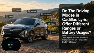 Do the driving modes in cadillac lyriq offer different ranges or battery usages?